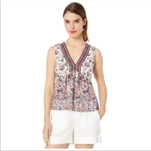 Lucky Brand Floral Sleeveless V-Neck Blouse